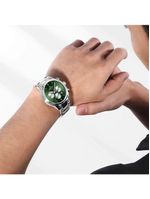 Relogio Masculino Esportivo Casual Quartzo Em Aço Inoxidável 30m À Prova Da Água Verde