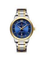 Relógio De Quartzo Masculino Pulseira Em Aço Inoxidável 3atm à Prova D´agua Azul Dourado