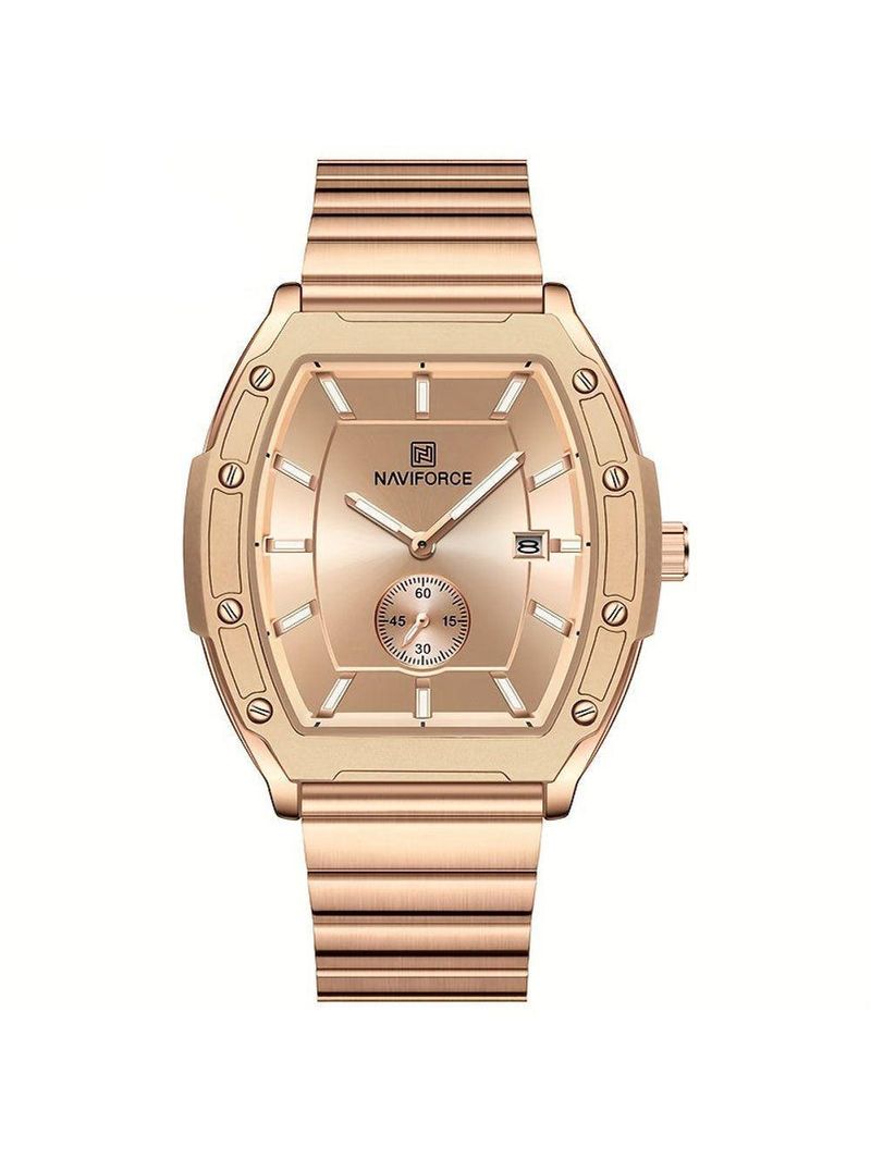 Relógio Masculino Quartzo Com Pulseira De Aço Inoxidavel Impermeavel 3atm Rosa Dourado