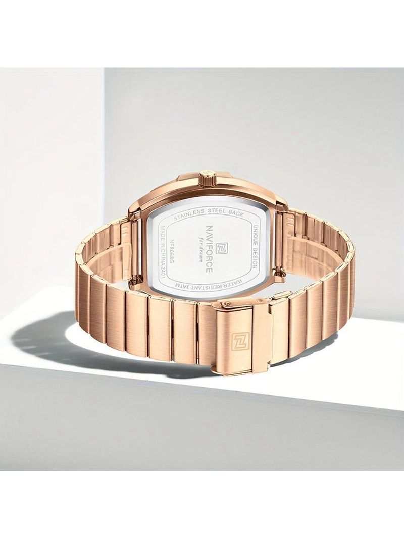 Relógio Masculino Quartzo Com Pulseira De Aço Inoxidavel Impermeavel 3atm Rosa Dourado