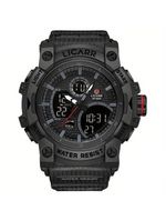 Relógio Desportivo Digital Masculino Duplo Display A Prova De água 5atm Estilo Casual Preto