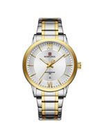 Relógio De Quartzo Masculino Pulseira Em Aço Inoxidável 3atm à Prova D´agua Branco Dourado
