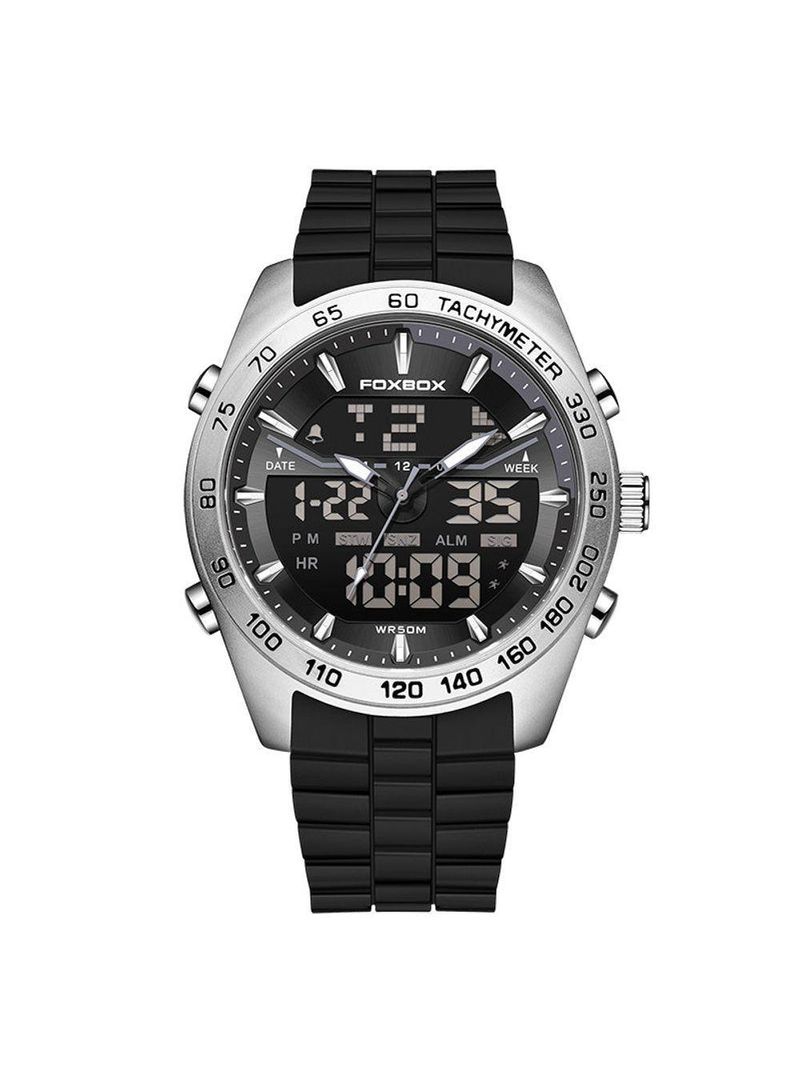 Relógio Masculino Digital Com Duplo Display Luminoso Design Esportivo Impermeavel Prata