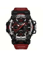 Relógio Digital Masculino à Prova De água 5atm Duplo Display Esportivo Quartzo Vermelho