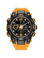 Relógio De Pulso Masculino Digital Led Multifuncional Desportivo De Quartzo Preto Laranja
