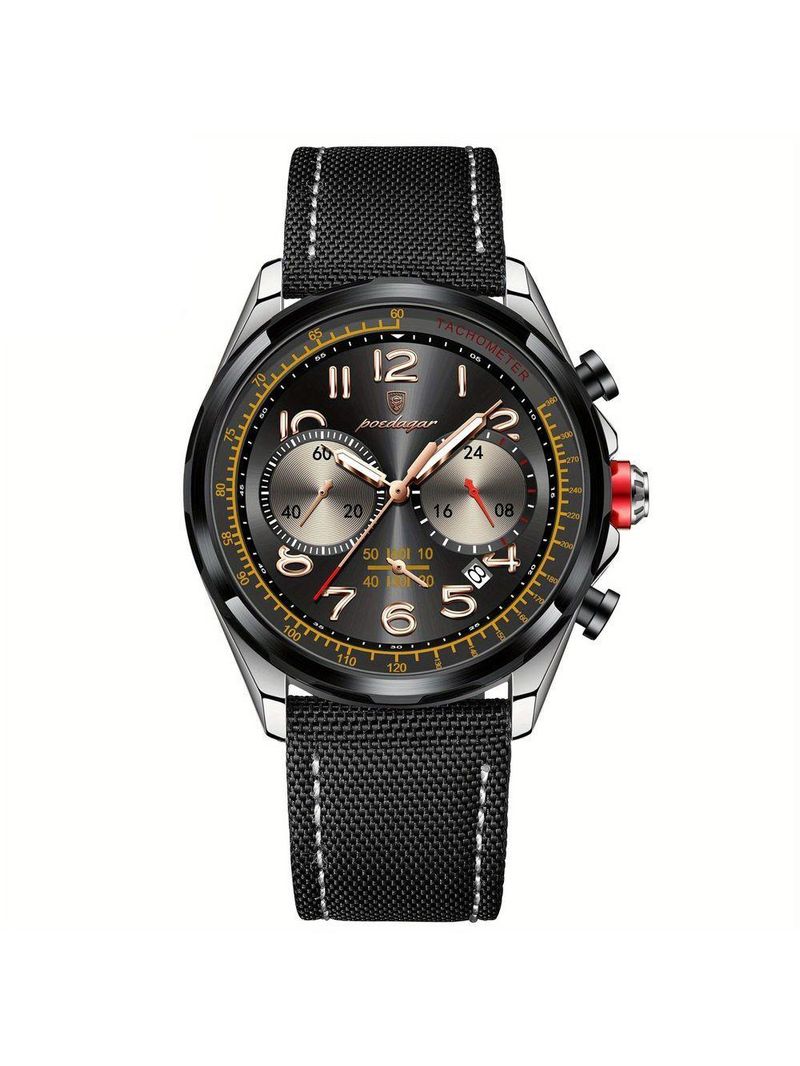 Relógio Masculino Quartzo Com Cronógrafo á Prova D'agua Com Pulseira Em Nylon Preto