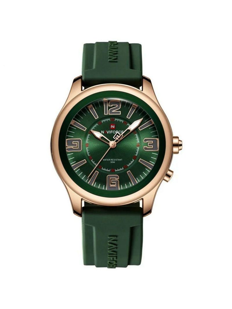 Relógio De Quartzo Masculino Mostrador Simples Casual 30m à Prova D'água Verde Dourado