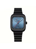 Relógio Casual Masculino De Quartzo Pulseira De Aço Inoxidável Quadrado Azul Preto
