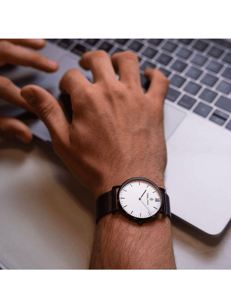 Relógio Masculino Greenwich Mesh White Black 40mm