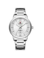 Relógio De Quartzo Masculino Pulseira Em Aço Inoxidável 3atm à Prova D´agua Branco Prata