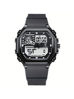 Relógio Esportivo Masculino Pulseira Em Silicone Display Híbrido Digital Analógico Cinza