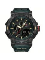 Relógio Desportivo Digital Masculino Duplo Display A Prova De água 5atm Estilo Casual Verde Escuro