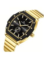 Relógio Masculino Quartzo Com Pulseira De Aço Inoxidavel Impermeavel 3atm Preto Dourado