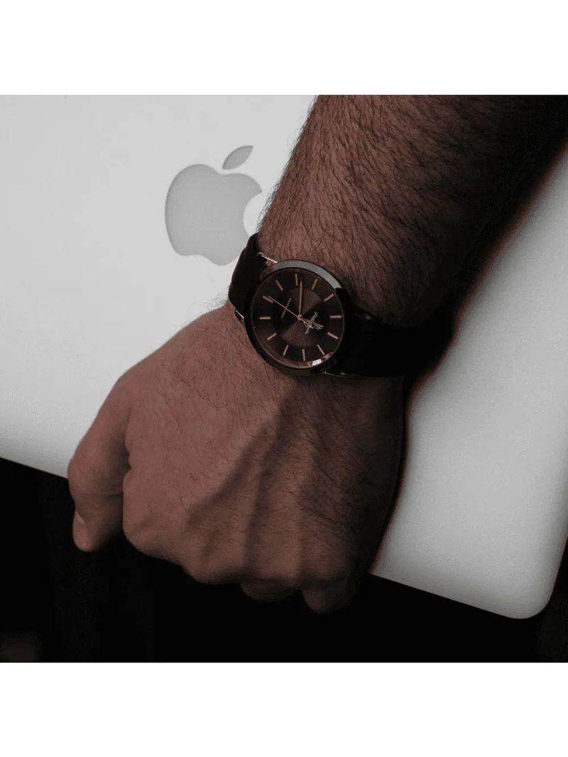Relógio Masculino Solar Stonehenge Rose Black 40mm