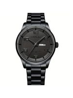 Relógio Masculino Pulseira Em Aço Inoxidável Movimento Quartzo Analógico Preto