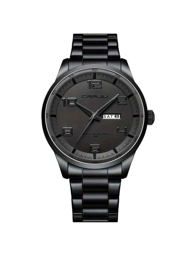 Relógio Masculino Pulseira Em Aço Inoxidável Movimento Quartzo Analógico Preto