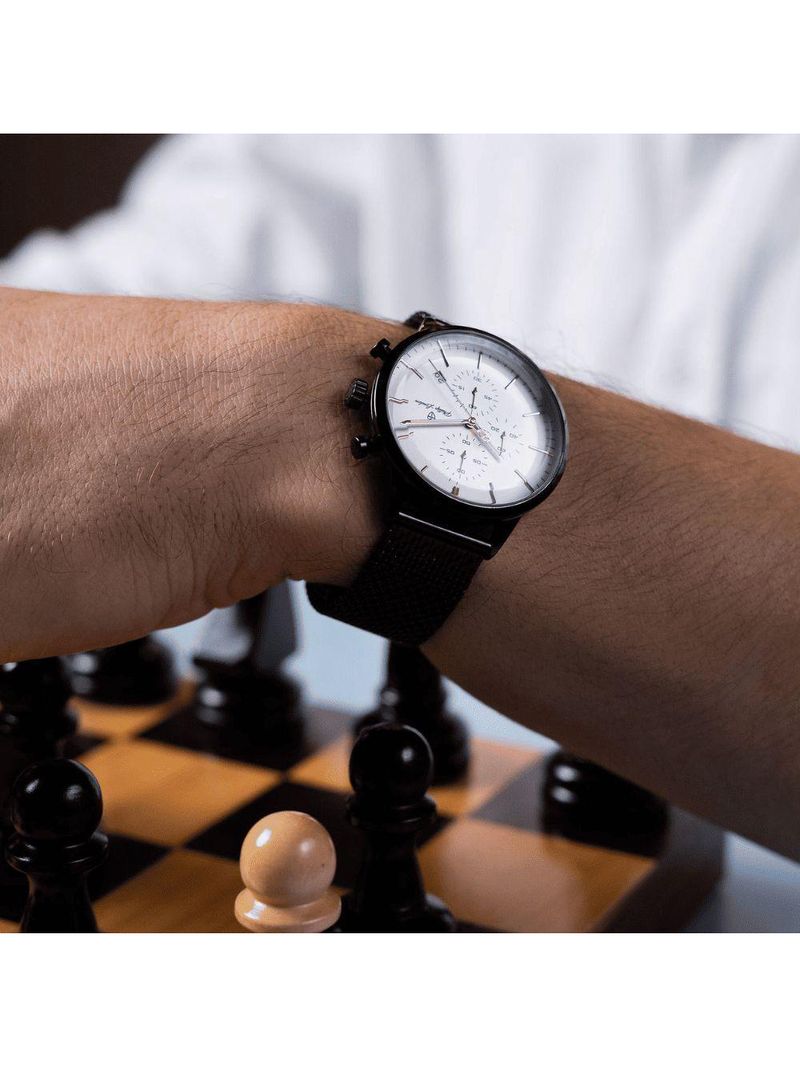 Relógio Masculino Sherlock White Black 42mm