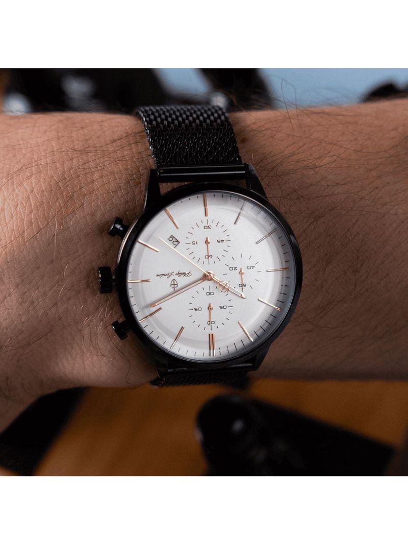 Relógio Masculino Sherlock White Black 42mm