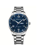 Relógio Masculino Pulseira Em Aço Inoxidável Movimento Quartzo Analógico Azul Prateado