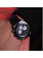 Relógio Masculino London Leather Silver Black 43mm