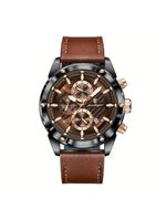 Relógio De Pulso Masculino Com Movimento Quartzo Design Esportivo Marrom