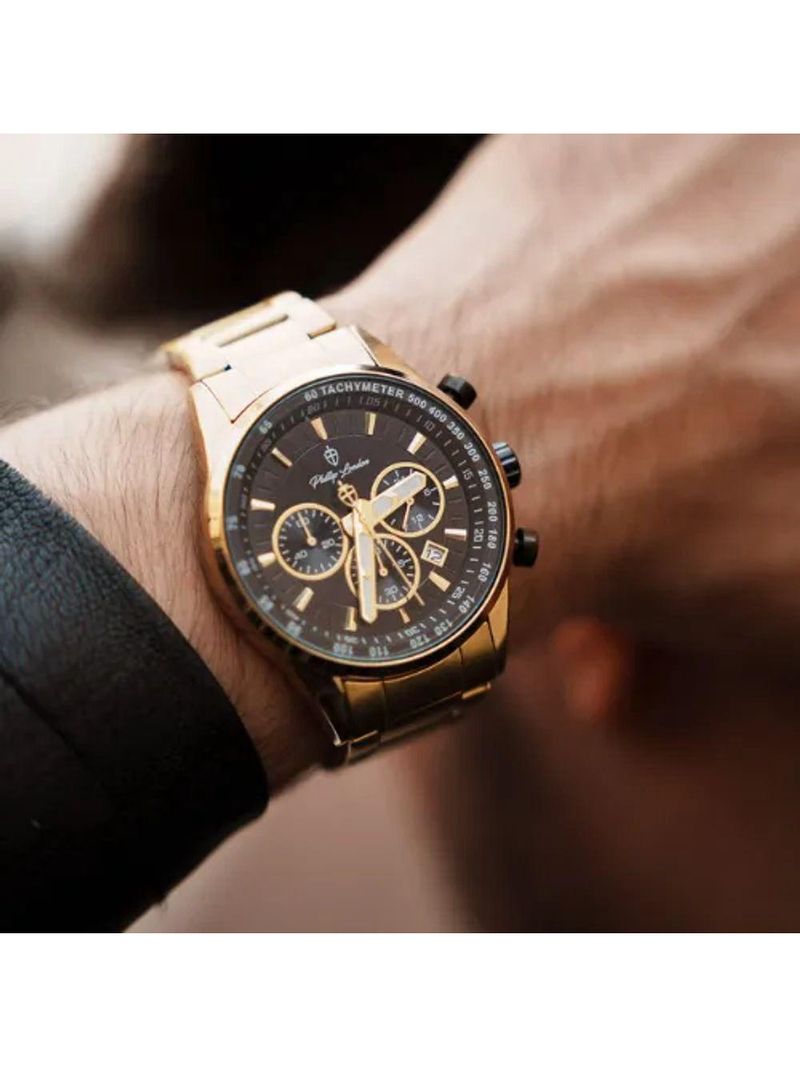 Relógio Masculino Hazard Steel Golden 43mm