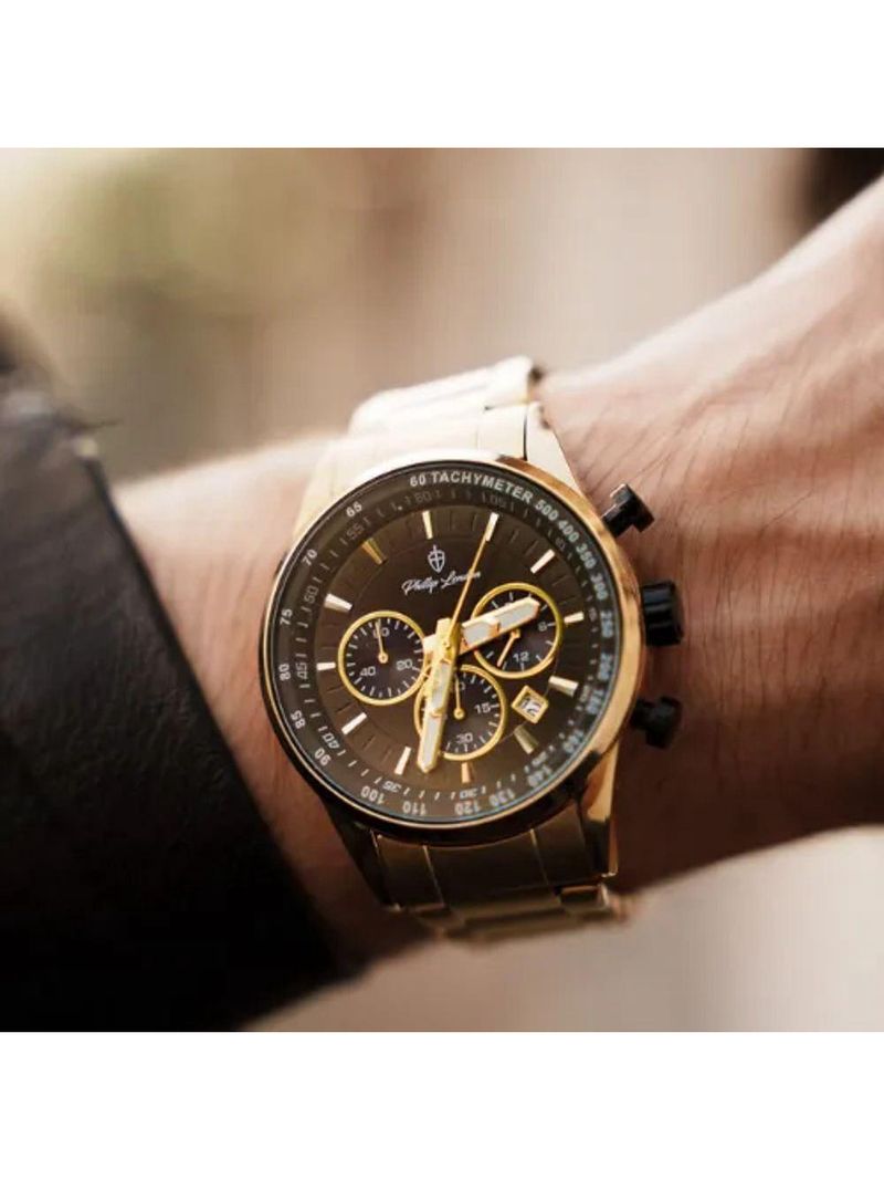 Relógio Masculino Hazard Steel Golden 43mm