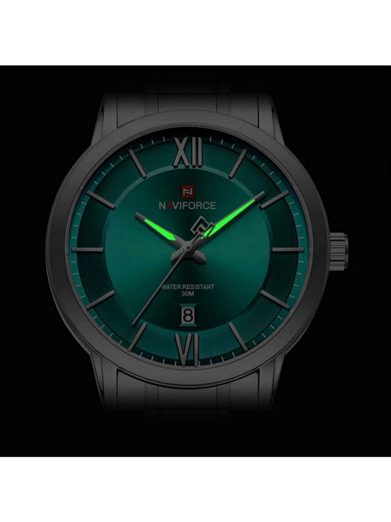 Relógio De Quartzo Masculino Pulseira Em Aço Inoxidável 3atm à Prova D´agua Azul Celeste