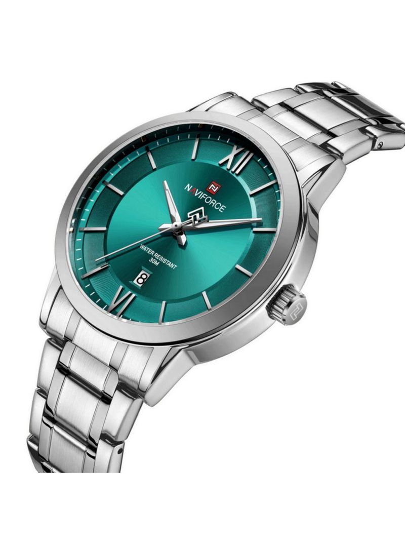 Relógio De Quartzo Masculino Pulseira Em Aço Inoxidável 3atm à Prova D´agua Azul Celeste