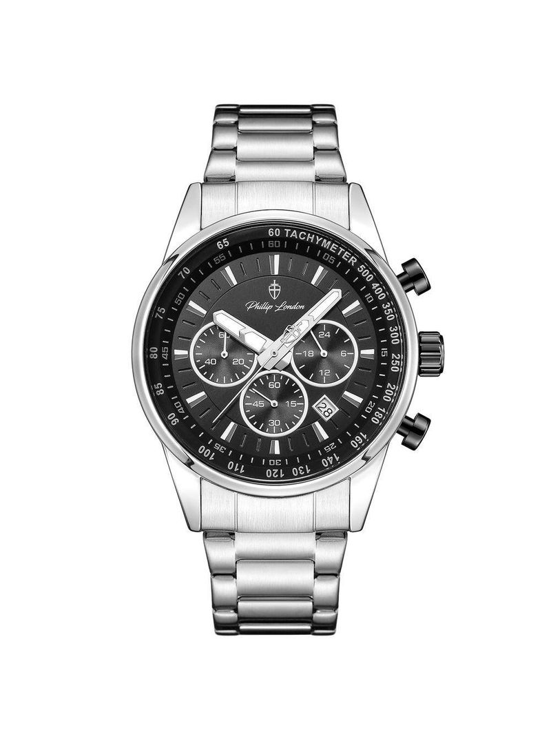 Relógio Masculino Hazard Steel Silver Black 43mm