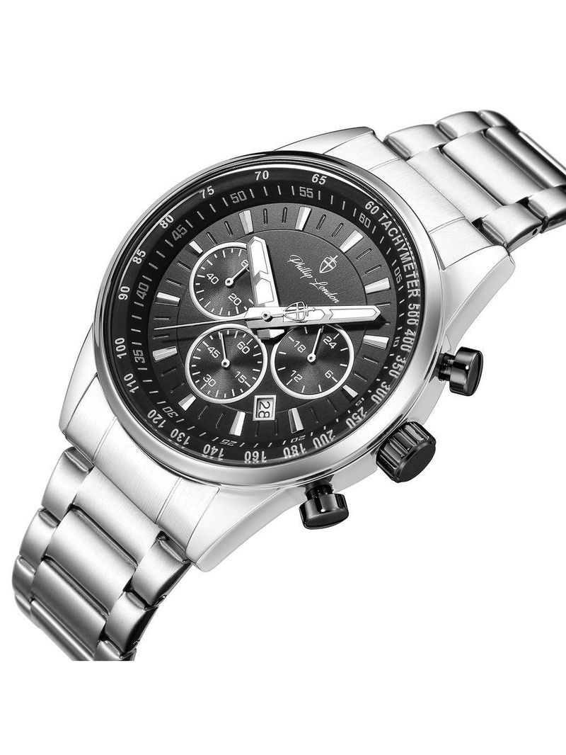 Relógio Masculino Hazard Steel Silver Black 43mm