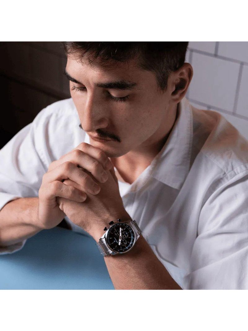 Relógio Masculino Hazard Steel Silver Black 43mm