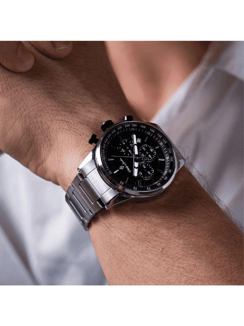 Relógio Masculino Hazard Steel Silver Black 43mm