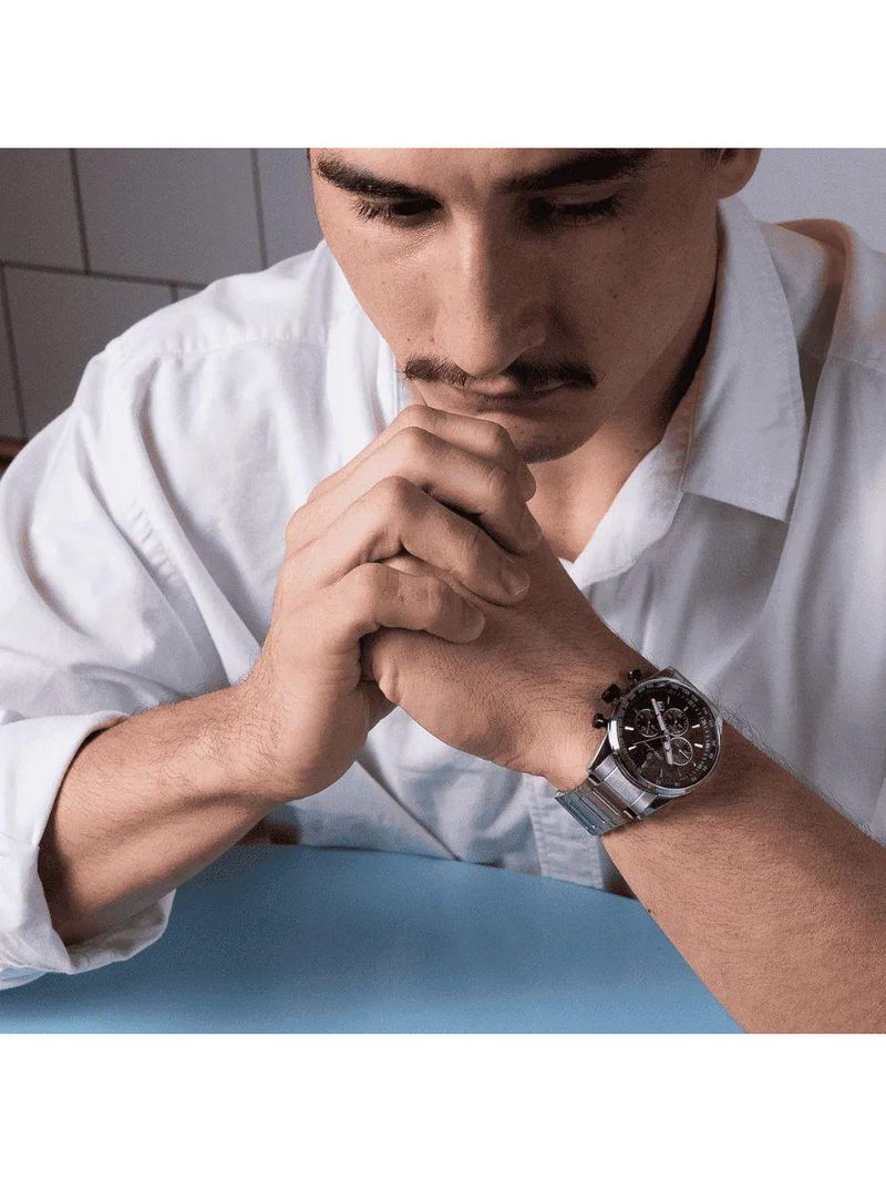Relógio Masculino Hazard Steel Silver Black 43mm