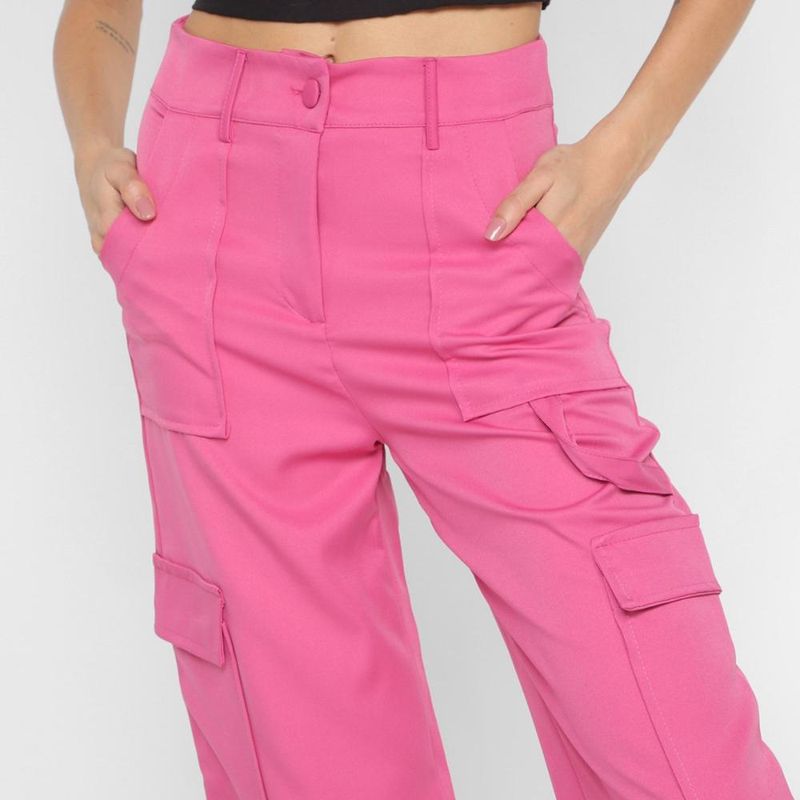 Calça cargo road mel cintura alta feminina