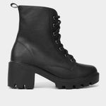 Bota coturno cano medio look fashion salto médio tratorado feminina