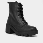 Bota coturno cano medio look fashion salto médio tratorado feminina