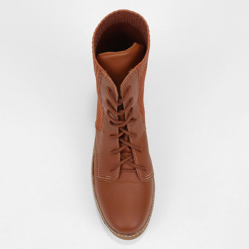 Bota coturno cano curto look fashion knit feminina