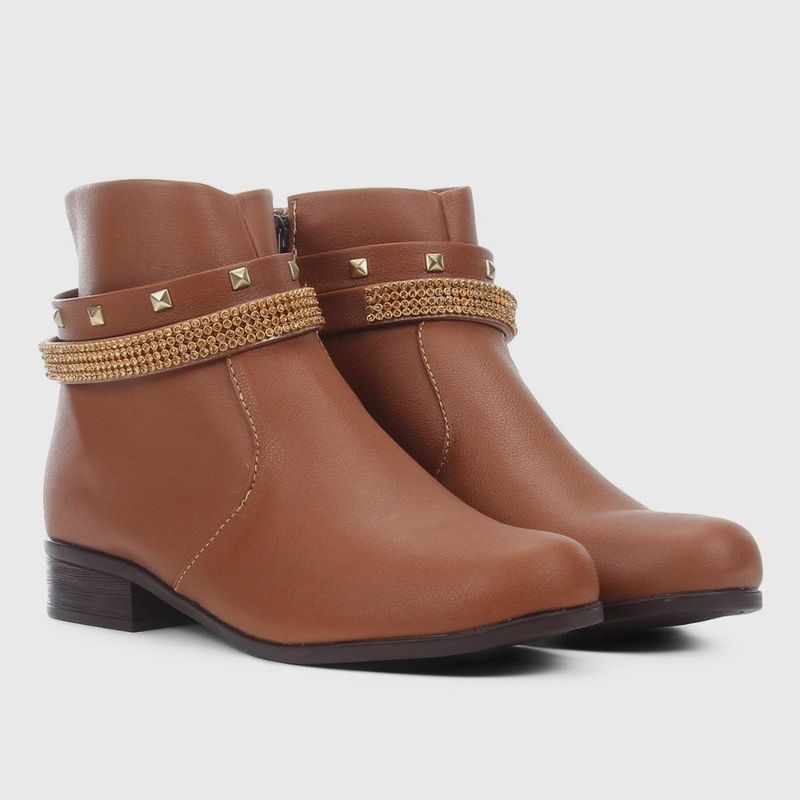 Bota cano curto look fashion multi tiras feminina