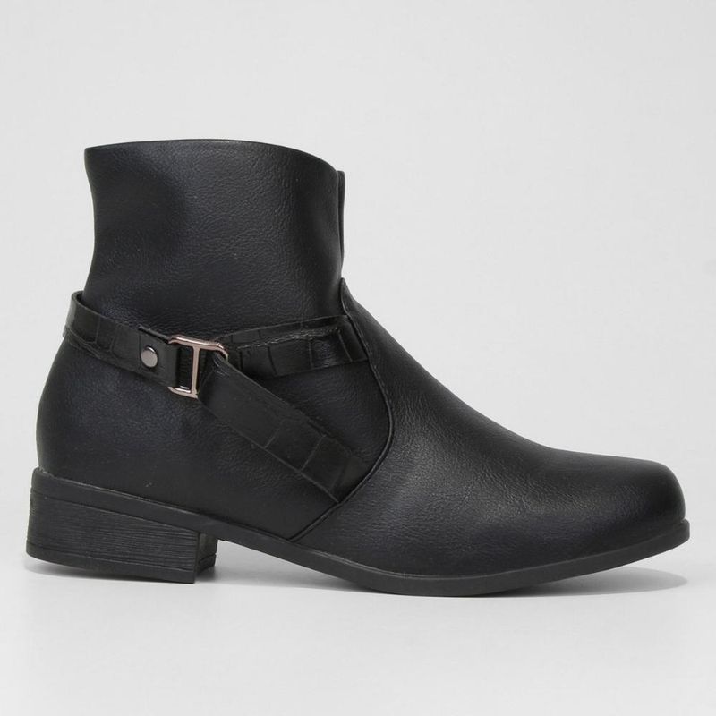 Bota cano curto look fashion tira croco feminina