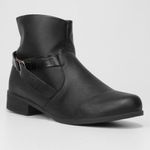 Bota cano curto look fashion tira croco feminina