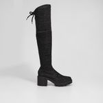 Bota cano alto look fashion amarração feminina