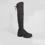 Bota cano alto look fashion amarração feminina