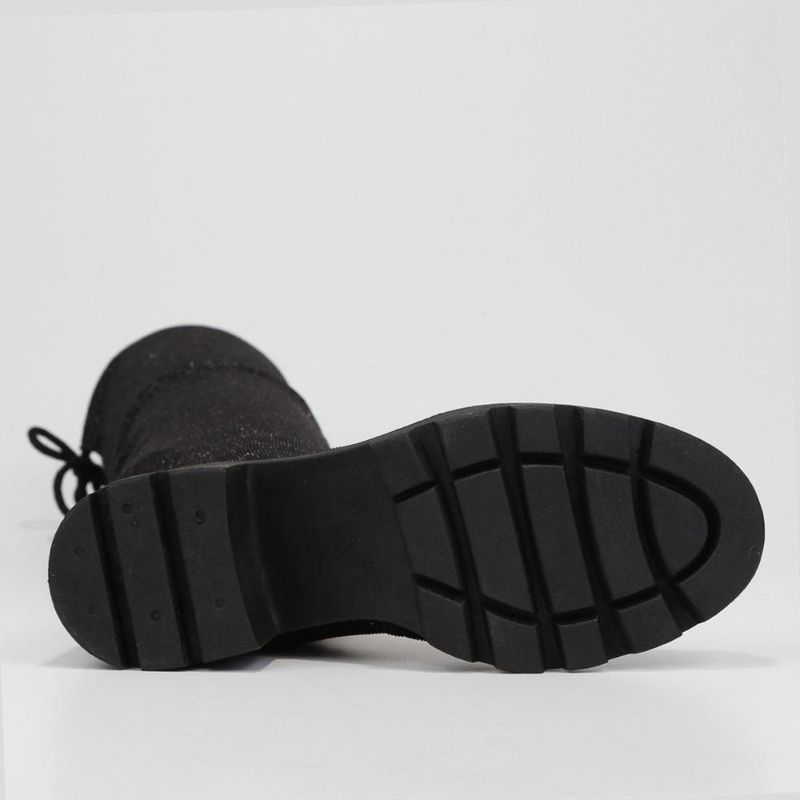 Bota cano alto look fashion amarração feminina