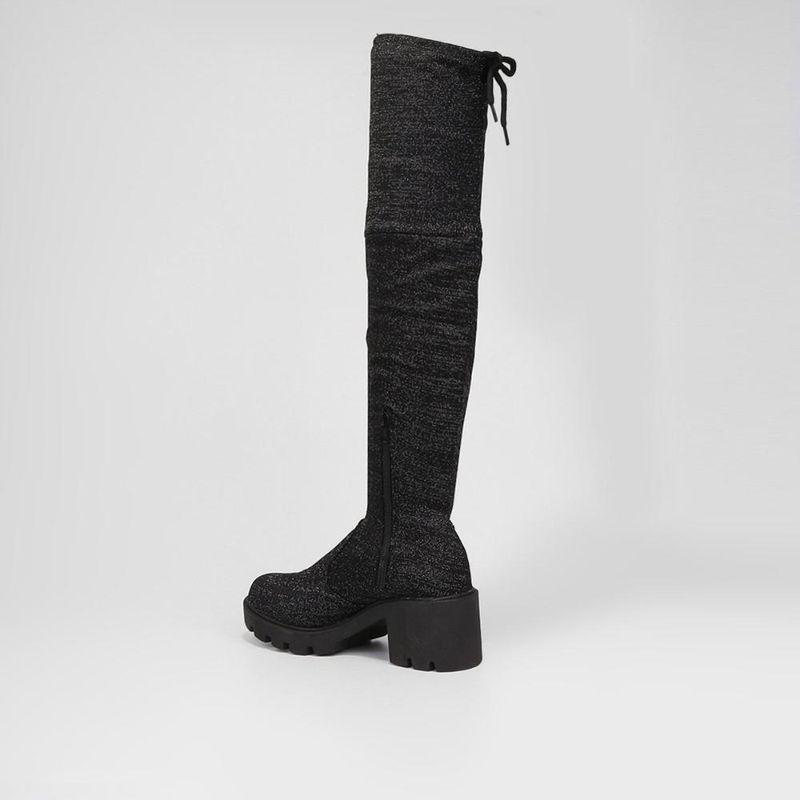 Bota cano alto look fashion amarração feminina