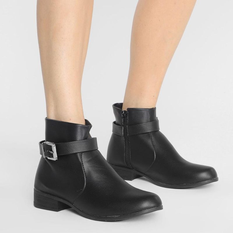 Bota cano baixo look fashion fivela feminina