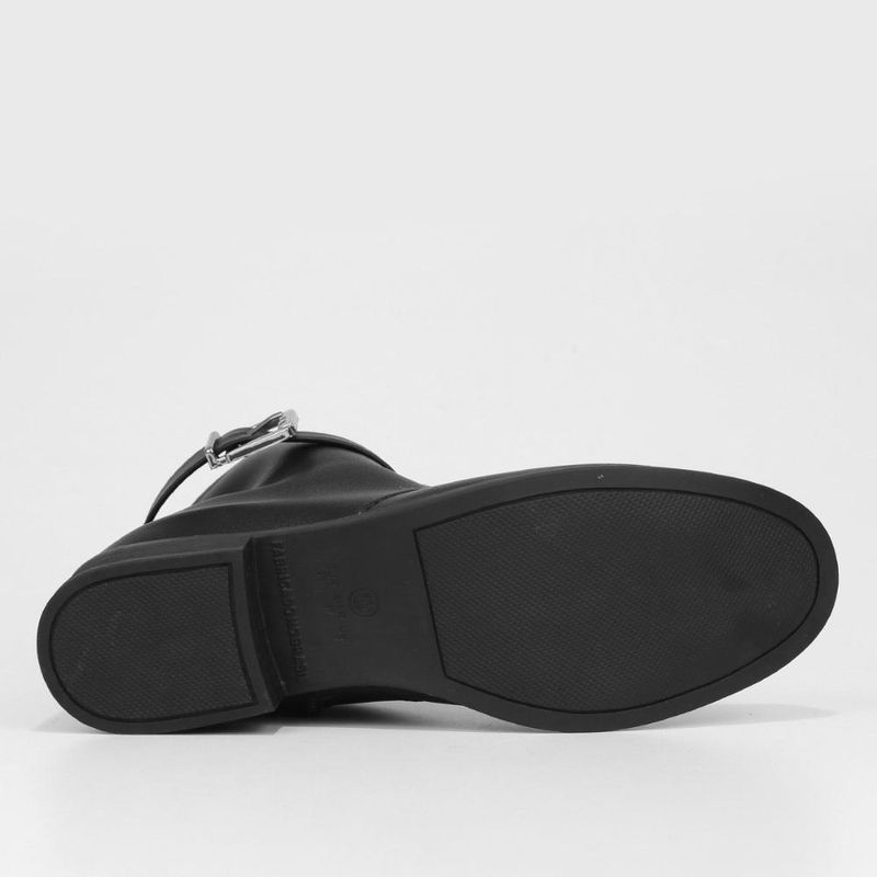 Bota cano baixo look fashion fivela feminina