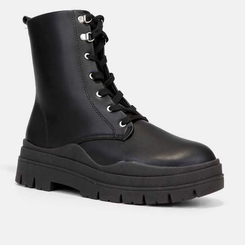 Bota coturno moleca recorte tratorada feminina
