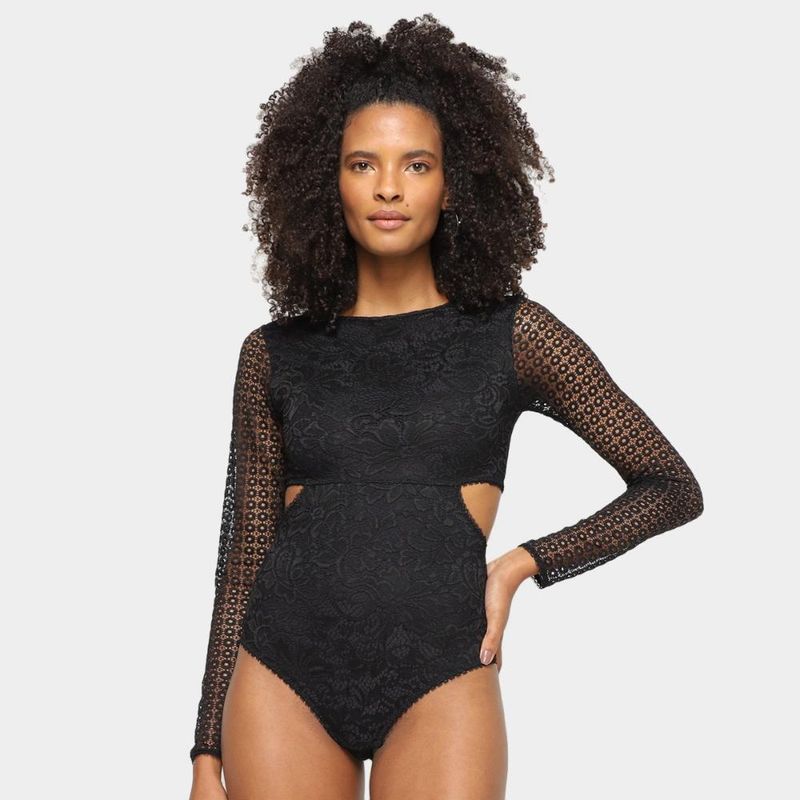 Body hope em renda manga longa