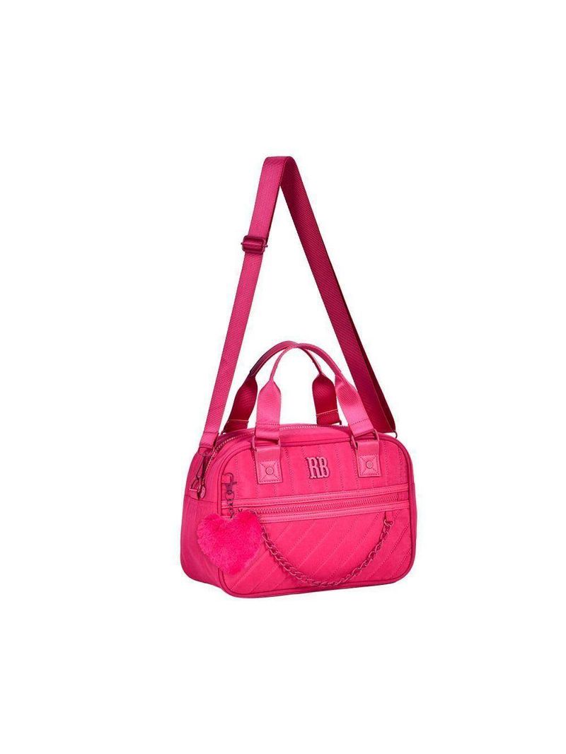 Bolsa Baú Rosa Feminina Rebecca Bonbon Transversal Corrente